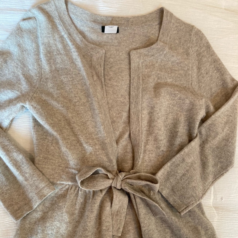 J.Crew light gray cardigan with bow